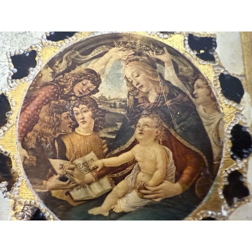 Vintage Handmade in Italy Gold Leaf Wood Trinket Jewelry Box Florentine